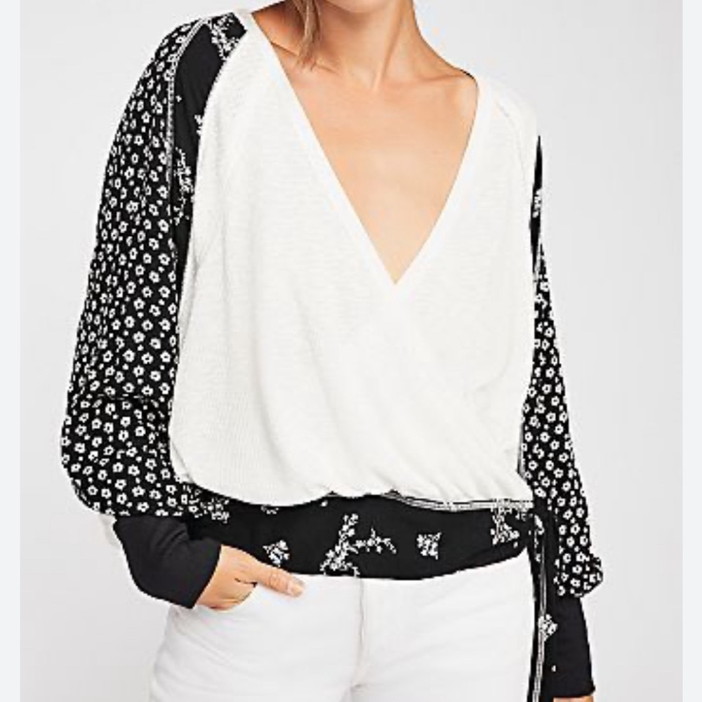 Free People Black and White Top